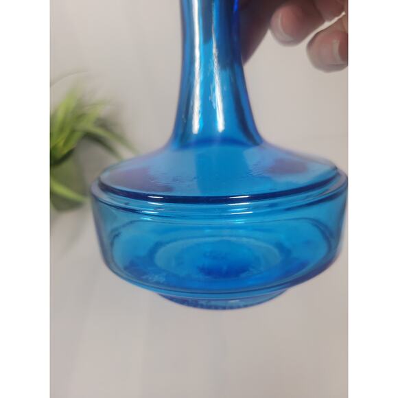 Vintage Blue Glass Decanter w/Stopper, Made In Belgium - Picture 5 of 5
